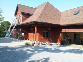 staining home exterior